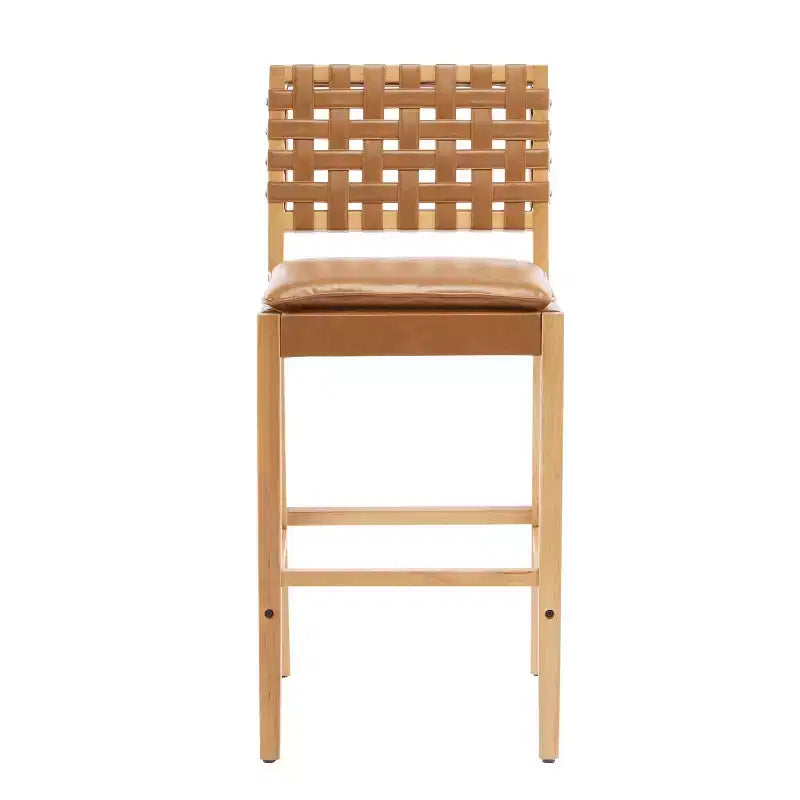 Tabourets de bar rembourrés en similicuir en bois d'hévéa contemporains Christopher Knight Home Audrey (Lot de 4)