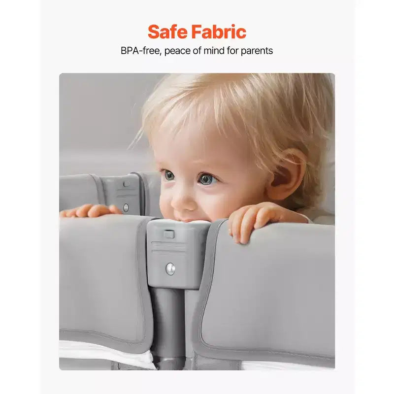 Parc pour bébé VEVOR, très grand parc pour tout-petits de 200 x 178 cm, parc pliable avec porte zippée et maille douce et respirante, gris