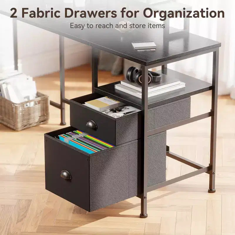 Bureau d'ordinateur noir en L de 66 pouces avec station de charge, bureau d'angle réversible pour jeux vidéo, meuble de classement, support d'écran, rangement pour bureau à domicile