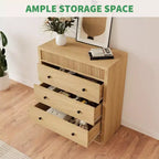 Commode à 3 tiroirs cannelés de 80 cm de large, Table de chevet et meuble de rangement en bois modernes, Commode pour chambre à coucher, chambre d'enfant, couloir et salon