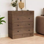 Commode à 3 tiroirs cannelés de 80 cm de large, Table de chevet et meuble de rangement en bois modernes, Commode pour chambre à coucher, chambre d'enfant, couloir et salon