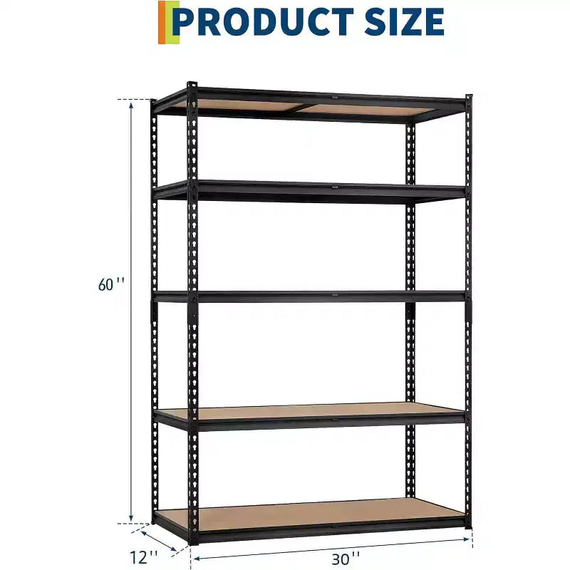 Étagères de rangement pour garage 5 niveaux, Racks de rangement robustes d'une capacité de 907 kg, 91 cm L x 46 cm l x 183 cm H, Unité d'étagères métalliques réglables