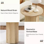 Table d'appoint ronde Lantine, Table d'appoint en bois avec base octogonale, Table de chevet moderne pour salon, chambre, Montage facile (1)