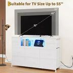 Commode à cadre métallique, armoires de rangement avec 11 tiroirs en tissu, meuble TV avec lumières LED et station de recharge, convient pour les chambres et les salons
