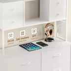 Commode à cadre métallique, armoires de rangement avec 11 tiroirs en tissu, meuble TV avec lumières LED et station de recharge, convient pour les chambres et les salons