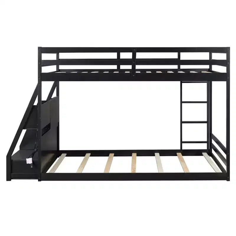 Lit superposé complet Luxystar avec étagères de rangement, 2 tiroirs et lumières