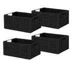 Lot de 4 paniers de rangement pliables, bacs de rangement tressés en corde de papier avec poignées pour étagères de maison, garde-manger, cuisine, salle de bain, salon