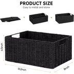 Lot de 4 paniers de rangement pliables, bacs de rangement tressés en corde de papier avec poignées pour étagères de maison, garde-manger, cuisine, salle de bain, salon