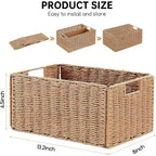Lot de 4 paniers de rangement pliables, bacs de rangement tressés en corde de papier avec poignées pour étagères de maison, garde-manger, cuisine, salle de bain, salon