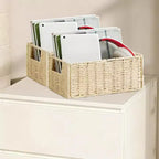 Lot de 4 paniers de rangement pliables, bacs de rangement tressés en corde de papier avec poignées pour étagères de maison, garde-manger, cuisine, salle de bain, salon