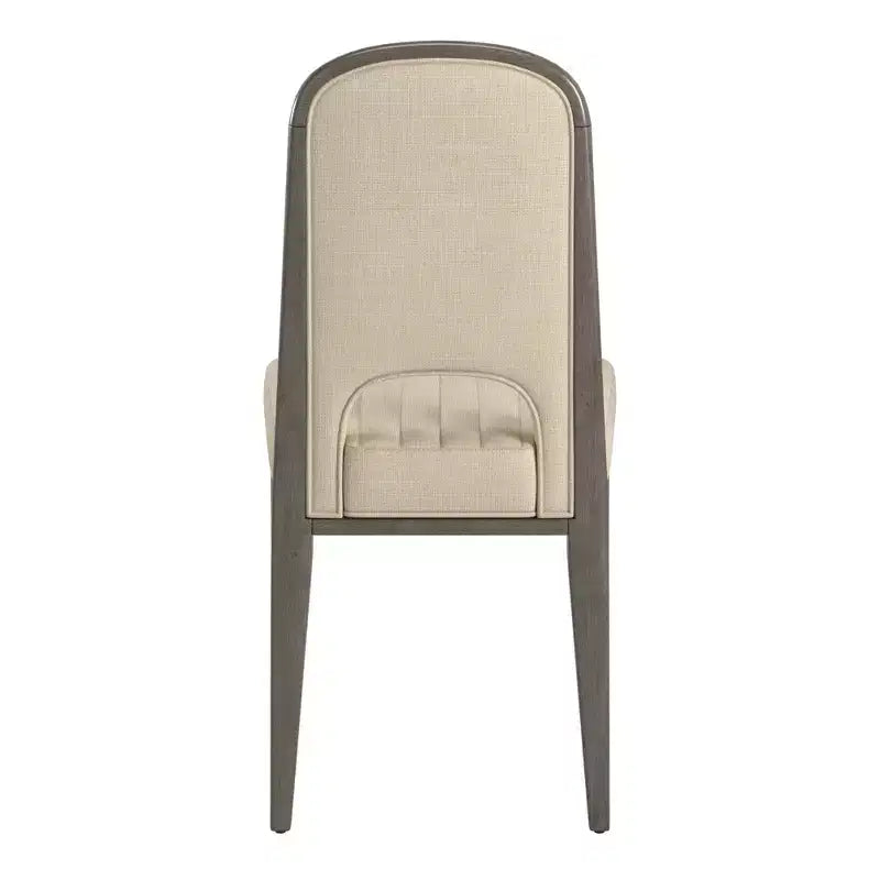 Chaise de salle à manger Fuske Wood Finish Cream Fabric Channel Stitching (Lot de 2) - iNSPIREQ