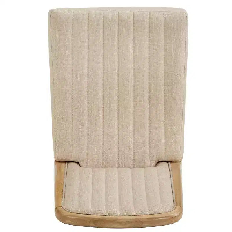 Chaise de salle à manger Fuske Wood Finish Cream Fabric Channel Stitching (Lot de 2) - iNSPIREQ