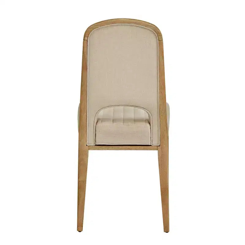 Chaise de salle à manger Fuske Wood Finish Cream Fabric Channel Stitching (Lot de 2) - iNSPIREQ