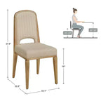 Chaise de salle à manger Fuske Wood Finish Cream Fabric Channel Stitching (Lot de 2) - iNSPIREQ