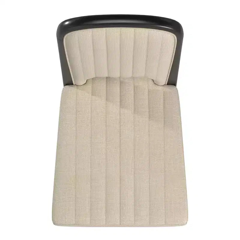 Chaise de salle à manger Fuske Wood Finish Cream Fabric Channel Stitching (Lot de 2) - iNSPIREQ