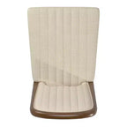 Chaise de salle à manger Fuske Wood Finish Cream Fabric Channel Stitching (Lot de 2) - iNSPIREQ