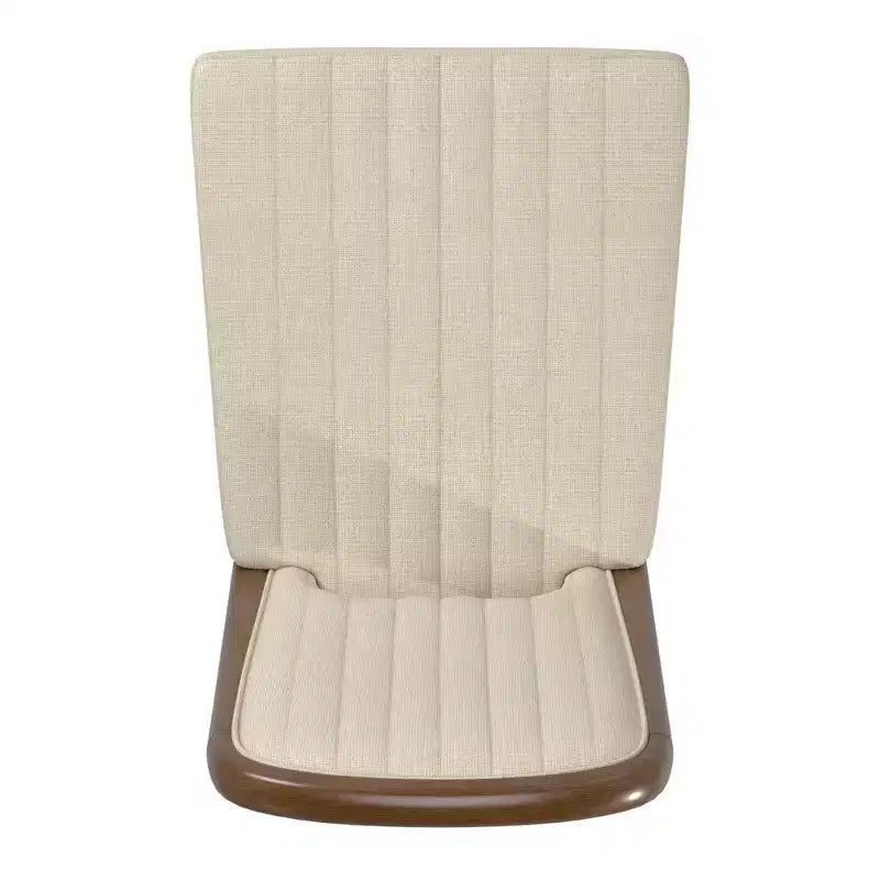 Chaise de salle à manger Fuske Wood Finish Cream Fabric Channel Stitching (Lot de 2) - iNSPIREQ