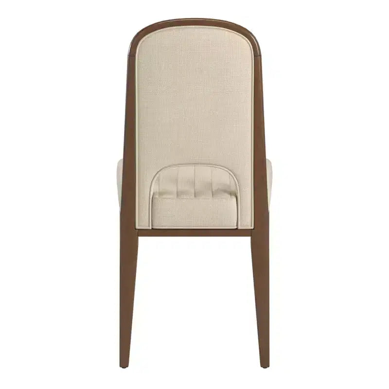 Chaise de salle à manger Fuske Wood Finish Cream Fabric Channel Stitching (Lot de 2) - iNSPIREQ