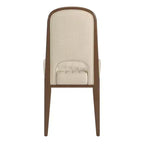 Chaise de salle à manger Fuske Wood Finish Cream Fabric Channel Stitching (Lot de 2) - iNSPIREQ