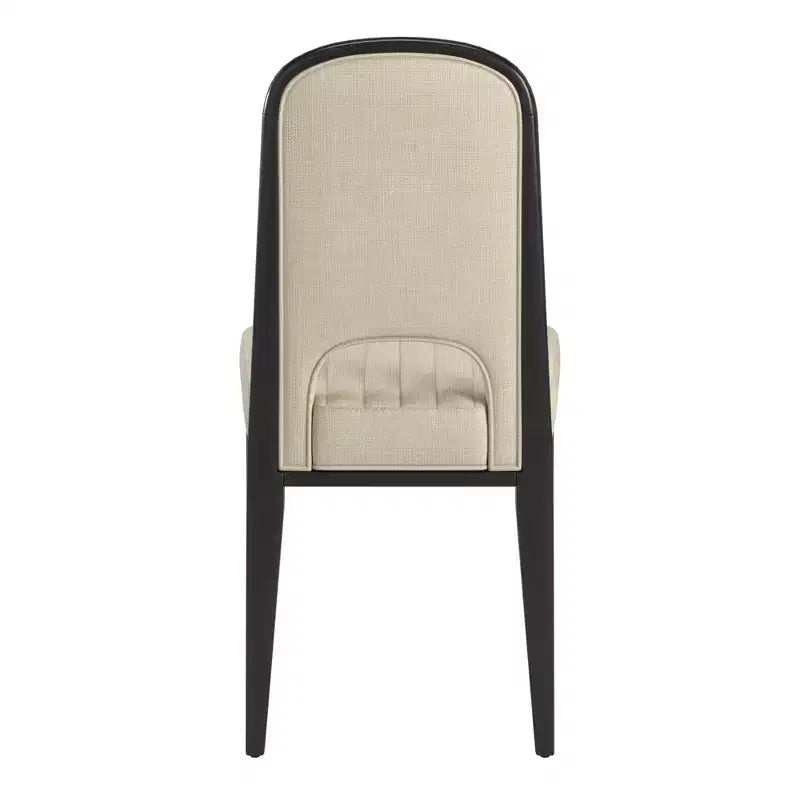 Chaise de salle à manger Fuske Wood Finish Cream Fabric Channel Stitching (Lot de 2) - iNSPIREQ