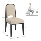 Chaise de salle à manger Fuske Wood Finish Cream Fabric Channel Stitching (Lot de 2) - iNSPIREQ