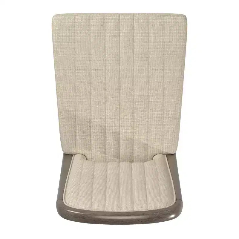 Chaise de salle à manger Fuske Wood Finish Cream Fabric Channel Stitching (Lot de 2) - iNSPIREQ