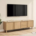 LuxenHome Meuble TV moderne 70,9 po pour téléviseurs jusqu'à 75 po, meuble console média avec tiroirs, brun chêne