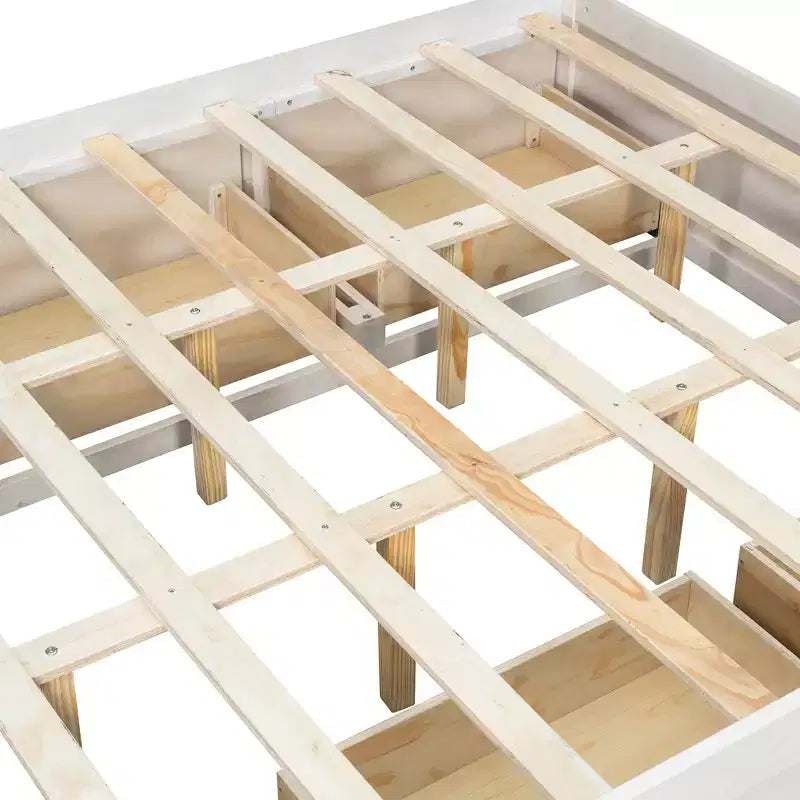 Luxystar Lit plateforme moderne Queen avec 4 tiroirs et rangement intégré au pied de lit