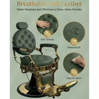 Fauteuil inclinable robuste vintage, hauteur réglable, pivotant à 360°, avec appui-tête et repose-pieds, capacité de 317 kg