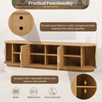 Meuble TV en bois GDFStudio Roy Farmhouse avec porte coulissante à tambour et rangement réglable