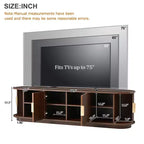Meuble TV en bois GDFStudio Roy Farmhouse avec porte coulissante à tambour et rangement réglable