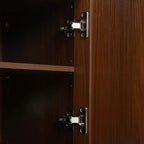 Meuble TV en bois GDFStudio Roy Farmhouse avec porte coulissante à tambour et rangement réglable