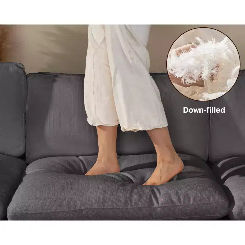 Canapé d'angle modulable Dyonery Oversized Cloud pour salon, canapé confortable en duvet à assise large et profonde, cadre en bois massif, assemblage sans outils