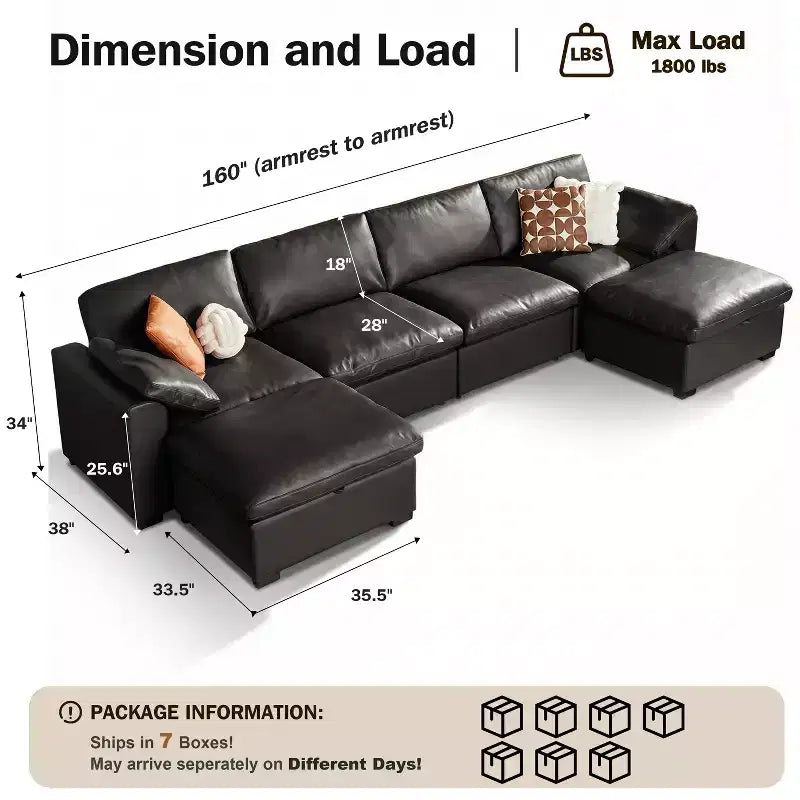 Canapé d'angle modulable Dyonery Oversized Cloud pour salon, canapé confortable en duvet à assise large et profonde, cadre en bois massif, assemblage sans outils