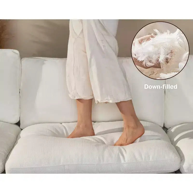 Canapé d'angle modulable Dyonery Oversized Cloud pour salon, canapé confortable en duvet à assise large et profonde, cadre en bois massif, assemblage sans outils