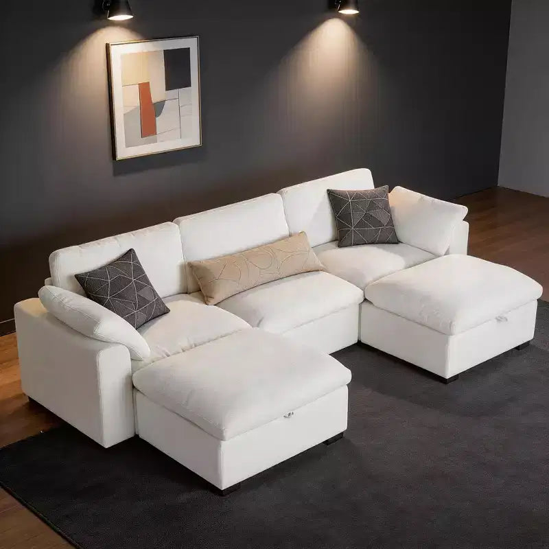 Canapé d'angle modulable Dyonery Oversized Cloud pour salon, canapé confortable en duvet à assise large et profonde, cadre en bois massif, assemblage sans outils