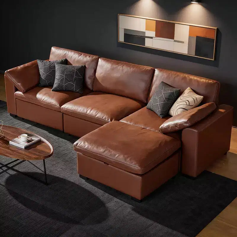 Canapé d'angle modulable Dyonery Oversized Cloud pour salon, canapé confortable en duvet à assise large et profonde, cadre en bois massif, assemblage sans outils