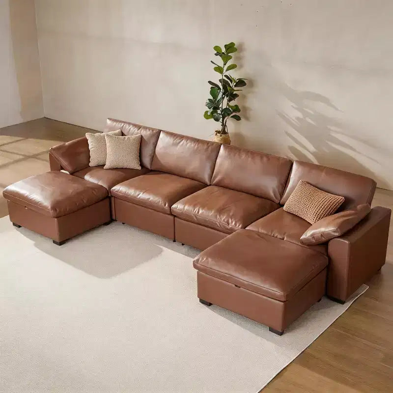 Canapé d'angle modulable Dyonery Oversized Cloud pour salon, canapé confortable en duvet à assise large et profonde, cadre en bois massif, assemblage sans outils