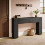 Console GDFStudio Bristol de 63 pouces en grain de bois avec tiroirs cachés