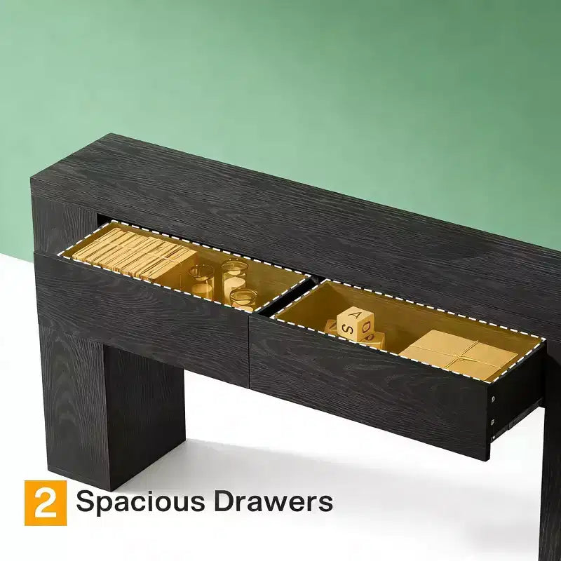Console GDFStudio Bristol de 63 pouces en grain de bois avec tiroirs cachés