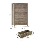 Commode de rangement à 5 tiroirs en bois pour chambre à coucher, commode moderne et simple avec tiroirs profonds pour salon, couloir, entrée