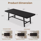Table de salle à manger extensible 63-83, table de salle à manger rectangulaire industrielle pour 6-8 personnes, table de cuisine extensible avec cadre en métal robuste