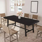 Table de salle à manger extensible 63-83, table de salle à manger rectangulaire industrielle pour 6-8 personnes, table de cuisine extensible avec cadre en métal robuste