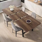 Table de salle à manger extensible 63-83, table de salle à manger rectangulaire industrielle pour 6-8 personnes, table de cuisine extensible avec cadre en métal robuste