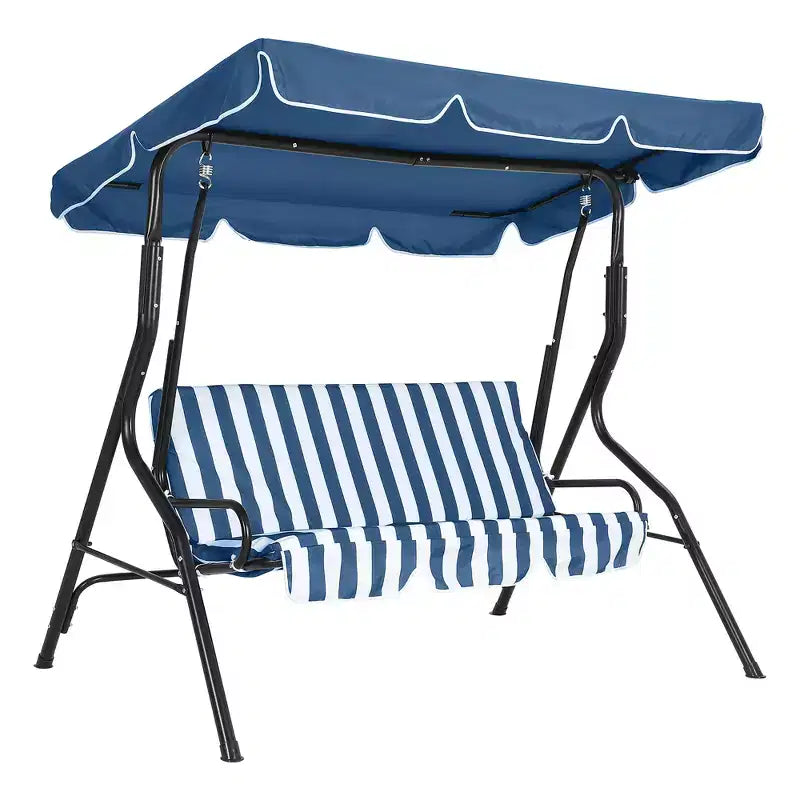 Weather-Resistant 3-Seat Outdoor Swing Chair, Adjustable Canopy, Heavy-Duty Steel Frame, UV & Waterproof, 500 lbs Capacity, for Backyard, Porch, Lawn