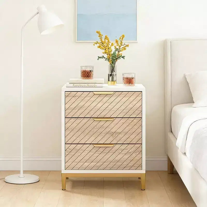 GDFStudio Ellery Modern 3 Drawers Nightstand with Metal Frame