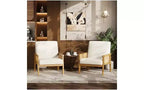 Fauteuil d'appoint en cuir PU GustoWave - Fauteuil en rotin avec accoudoirs et pieds en bois, chaise de lecture rembourrée pour salon/chambre/salle de lecture