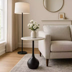 Table d'appoint en marbre pour la décoration intérieure - Petite table décorative pour table de chevet de chambre à coucher et décoration de salon