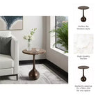 Table d'appoint en marbre pour la décoration intérieure - Petite table décorative pour table de chevet de chambre à coucher et décoration de salon