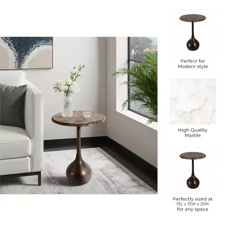 Table d'appoint en marbre pour la décoration intérieure - Petite table décorative pour table de chevet de chambre à coucher et décoration de salon